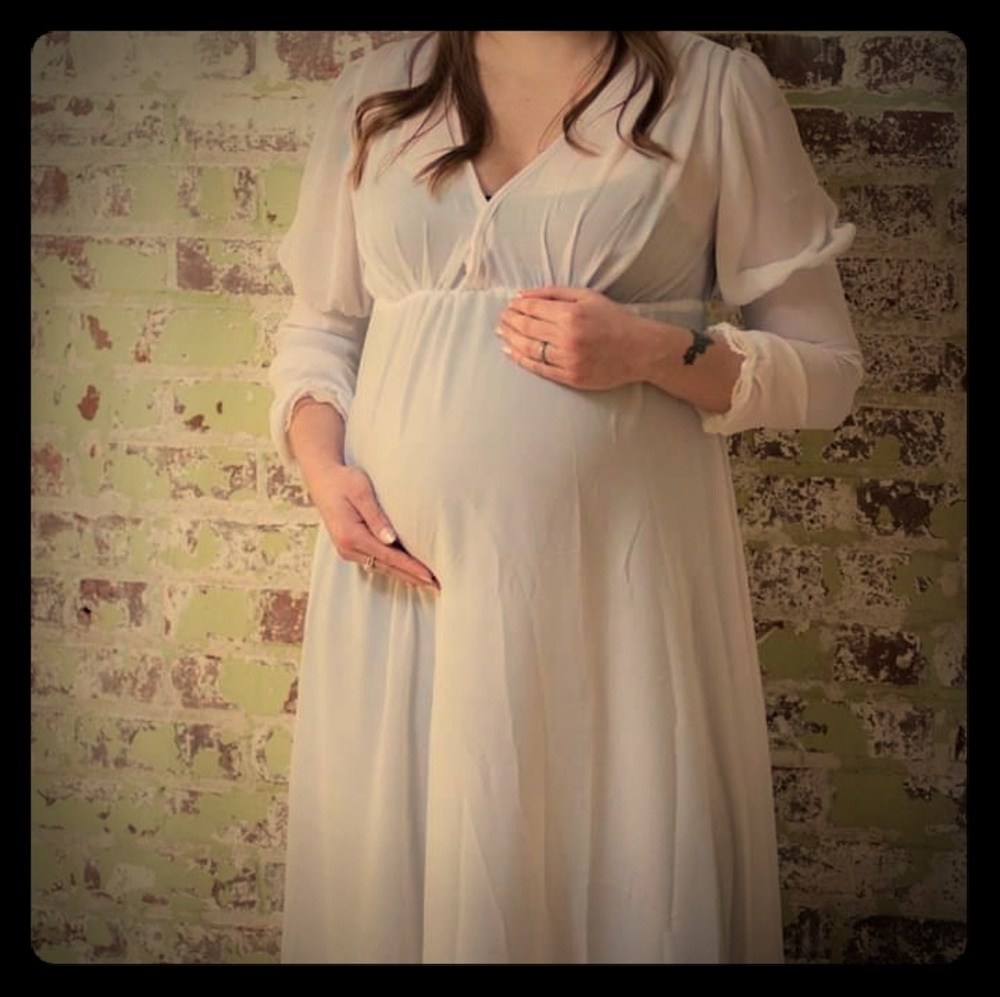 Sheer white maternity gown